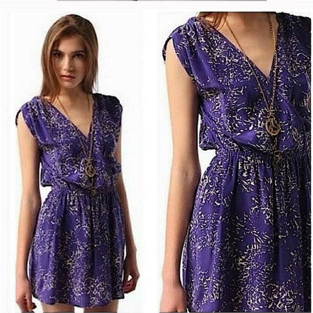 Kimchi Blue Purple Bodycon Dress Short Sleeve Cocktail